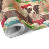 Border Collie Kerstbak: Festieve Kerstmis Cadeaupapier (Rol Hoek)