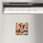 Border Collie Kerstbak: Festieve Kerstmis Magneet (Insitu (Vaatwasser))
