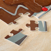 Border Collie Kerstbakfeest: Festieve Kerstmis Legpuzzel (Zijkant)