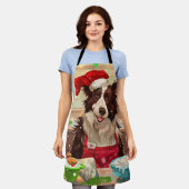 Border Collie Kerstbakfeest: Festieve Kerstmis Schort (Gedragen)