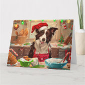 Border Collie Kerstbakken: Festieve Kerstmis Kaart (Voorkant)