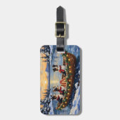 Border Collie Kerstboot Vakantie Bagagelabel (Voorkant verticaal)