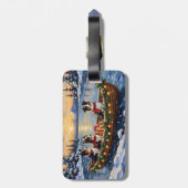 Border Collie Kerstboot Vakantie Bagagelabel (Achterkant verticaal)