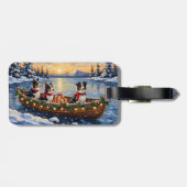 Border Collie Kerstboot Vakantie Bagagelabel (Achterkant horizontaal)