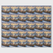 Border Collie Kerstboot Vakantie Cadeaupapier (Vlak)