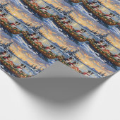 Border Collie Kerstboot Vakantie Cadeaupapier (Hoek)