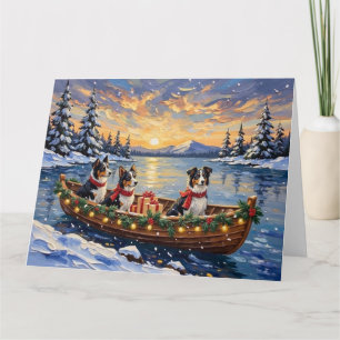 Border Collie Kerstboot Vakantie Kaart
