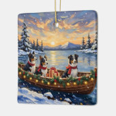 Border Collie Kerstboot Vakantie Keramisch Ornament (Links)