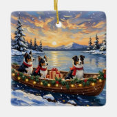 Border Collie Kerstboot Vakantie Keramisch Ornament (Voorkant)
