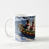 Border Collie Kerstboot Vakantie Koffiemok (Links)