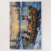 Border Collie Kerstboot Vakantie Legpuzzel (Verticaal)