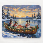 Border Collie Kerstboot Vakantie Muismat (Voorkant)