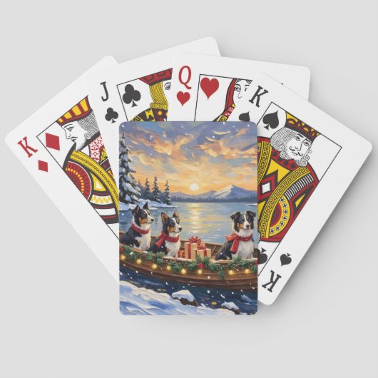 Border Collie Kerstboot Vakantie Pokerkaarten (Achterkant)