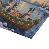 Border Collie Kerstboot Vakantie Snijplank (Hoek)