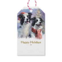 Border Collie Kerstcadeau-etiket