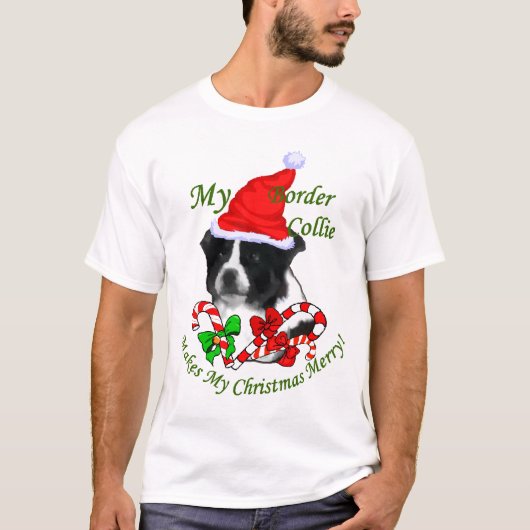 Border Collie kerstcadeaus T-shirt (Voorkant)