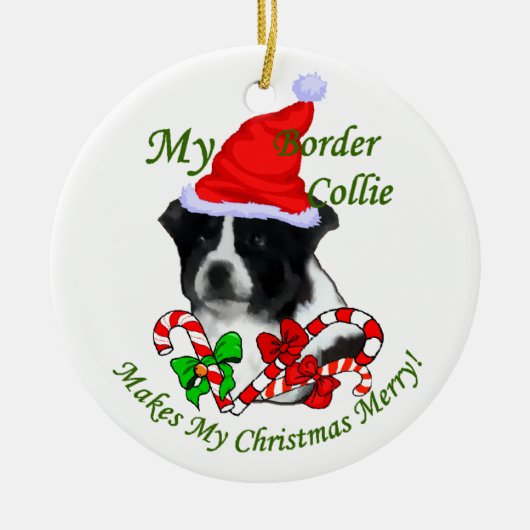 Border Collie Kerstcadeautjes Ornament (Voorkant)