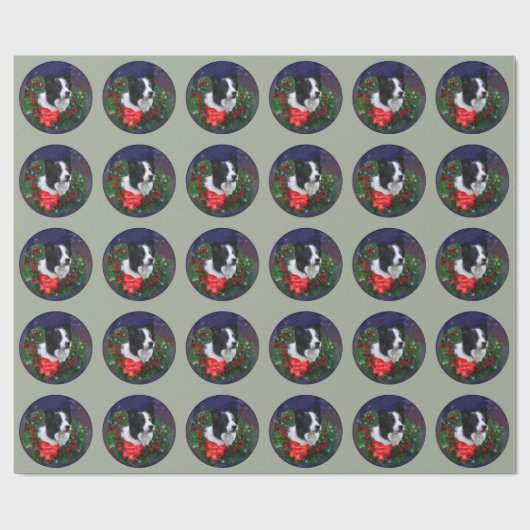 Border Collie Kerstfeestdag Cadeaupapier (Vlak)