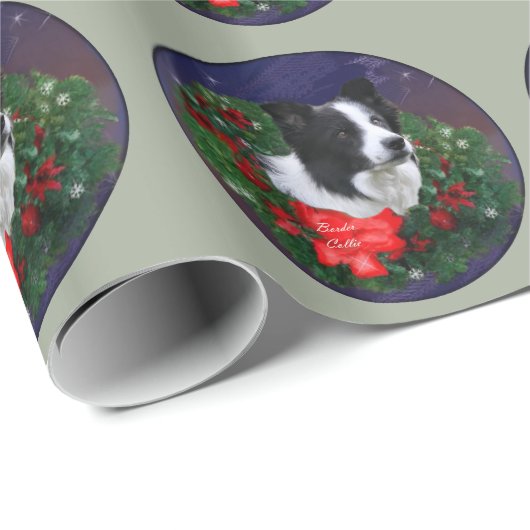Border Collie Kerstfeestdag Cadeaupapier (Rol Hoek)