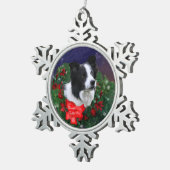 Border Collie Kerstfeestdag Tin Sneeuwvlok Ornament (Rechts)