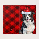 Border Collie Kersthond Red Buffalo Plaid Kaart (Buitenkant ongevouwen)