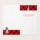 Border Collie Kersthond Red Buffalo Plaid Kaart (Binnenkant ongevouwen)