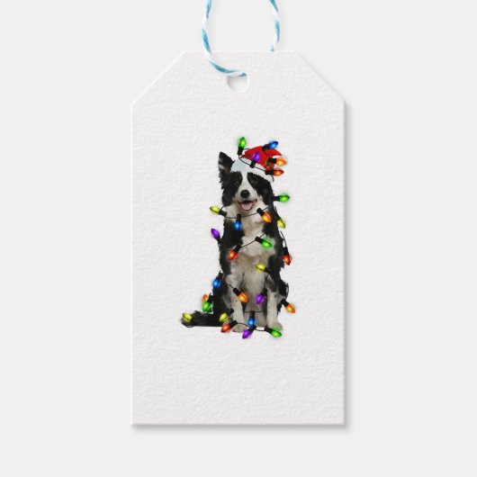 Border Collie Kerstkerstkerstkerstman Funny Dog Lo Cadeaulabel (Voorkant)