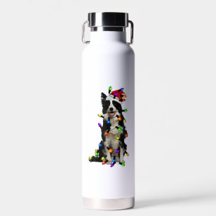 Border Collie Kerstkerstkerstkerstman Funny Dog Lo Waterfles
