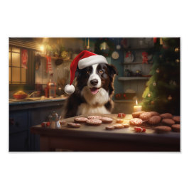 Border Collie Kerstkoekjes Feestelijke vakantie Foto Afdruk