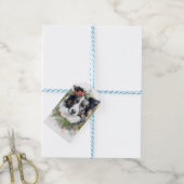Border Collie Kerstkrans Feestelijke Pup Cadeaulabel (Met Touw)