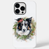 Border Collie Kerstkrans Feestelijke Pup Case-Mate iPhone Case (Achterkant)
