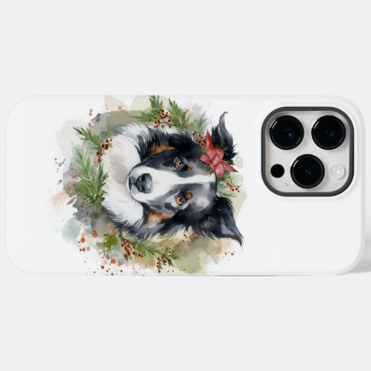 Border Collie Kerstkrans Feestelijke Pup Case-Mate iPhone Case (Achterkant (horizontaal))