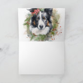 Border Collie Kerstkrans Feestelijke Pup Kaart (Binnen)