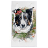 Border Collie Kerstkrans Feestelijke Pup Klein Cadeauzakje (Voorkant)