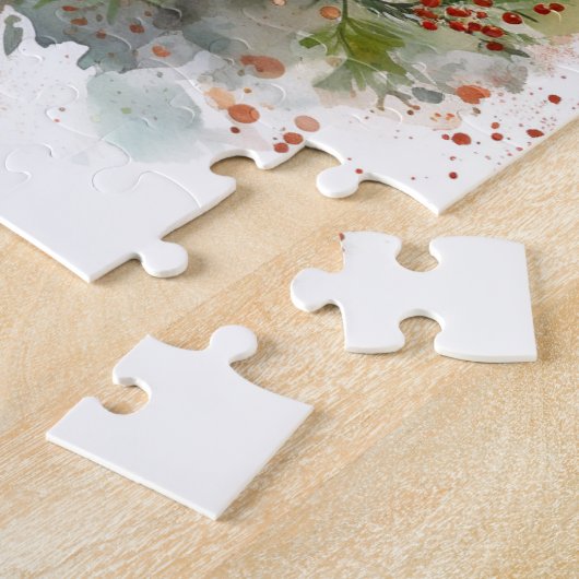 Border Collie Kerstkrans Feestelijke Pup Legpuzzel (Zijkant)