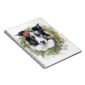 Border Collie Kerstkrans Feestelijke Pup Notitieboek (Rechterzijde)
