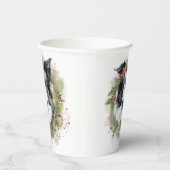 Border Collie Kerstkrans Feestelijke Pup Papieren Bekers (Rechts)