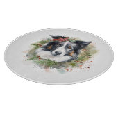 Border Collie Kerstkrans Feestelijke Pup Snijplank (Hoek)