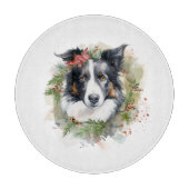 Border Collie Kerstkrans Feestelijke Pup Snijplank (Voorkant)