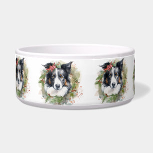 Border Collie Kerstkrans Festieve Pup Voerbakje