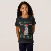 Border Collie Kerstlights Santa Reindeer Ugly T-shirt (Voorkant volledig)