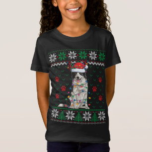 Border Collie Kerstlights Santa Reindeer Ugly T-shirt