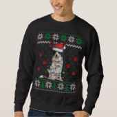 Border Collie Kerstlights Santa Reindeer Ugly Trui (Voorkant)