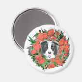 Border Collie Kerstmagneet Magneet (Voorkant / Achterkant)