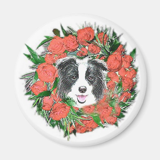 Border Collie Kerstmagneet Magneet (Voorkant)