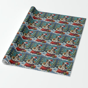Border Collie Kerstman Zak Avontuur Cadeaupapier