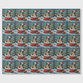 Border Collie Kerstman Zak Avontuur Cadeaupapier (Vlak)