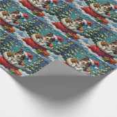 Border Collie Kerstman Zak Avontuur Cadeaupapier (Hoek)