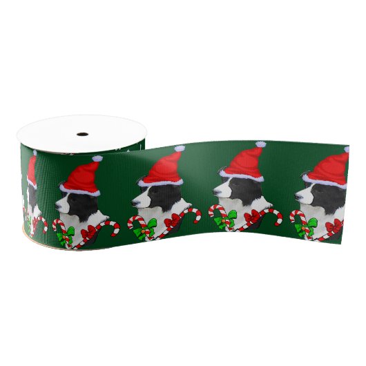 Border Collie KerstMerry Grosgrain Lint (Spoel)