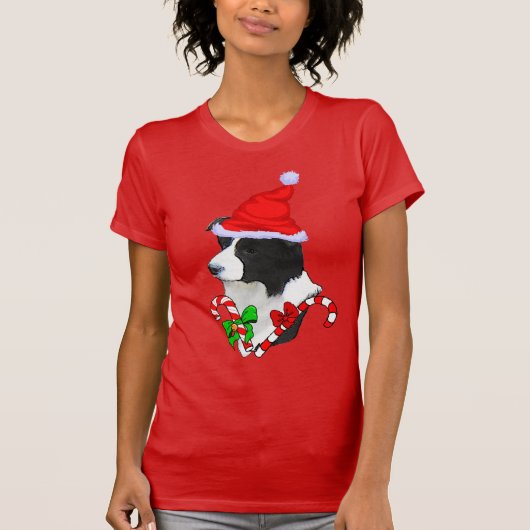 Border Collie KerstMerry T-shirt (Voorkant)